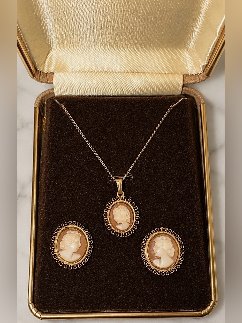 Curtis Creations | Vintage Cameo Jewelry Set | 1/20 12K GF